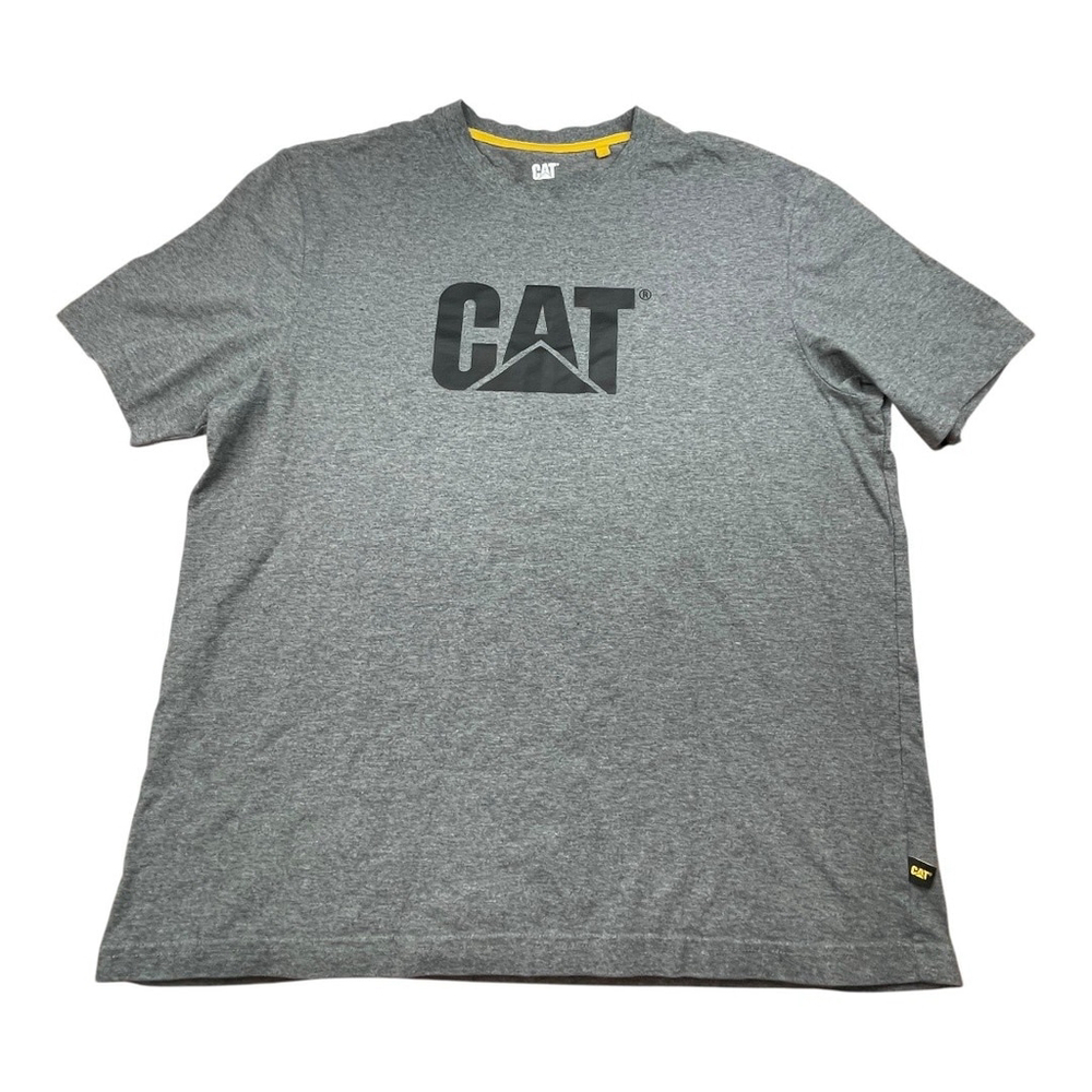 CAT Shirt Mens XL Gray Logo Graphic Short Sleeve Tee Workwear Construction